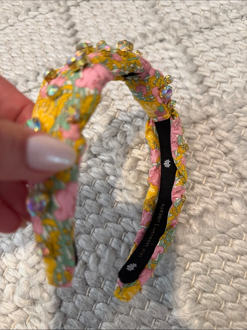 Lele Sadoughi embellished Floral Padded Headband - Yellow & Pink